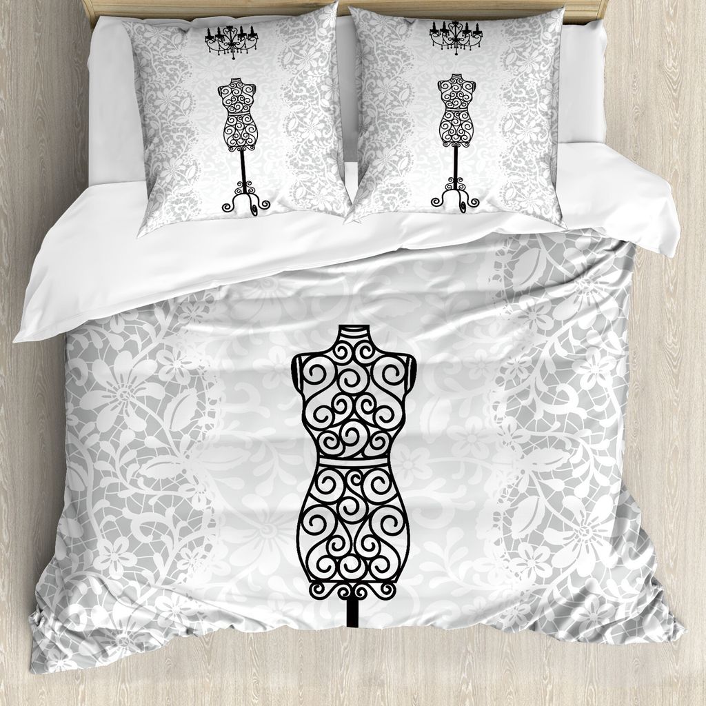 ABAKUHAUS Jahrgang Bettbezug, Monochrome Design Strudel, Milbensicher Allergiker geeignet mit Kissenbezügen, 155 cm x 220 cm - 80 x 80 cm, Charcoa...