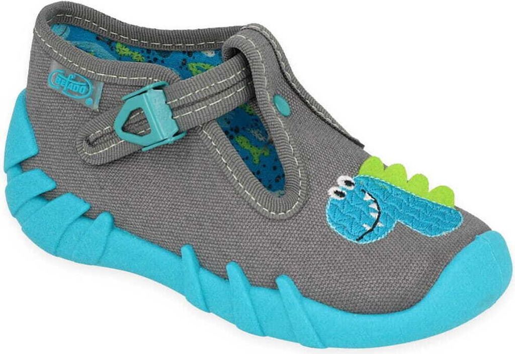 Jungen hausschuhe Befado Speedy 110P441 grau, dino