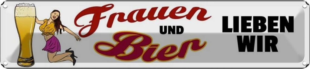 vianmo Blechschild 10x46 cm Pinup Frauen und Bier lieben wir Pin Up Liebe