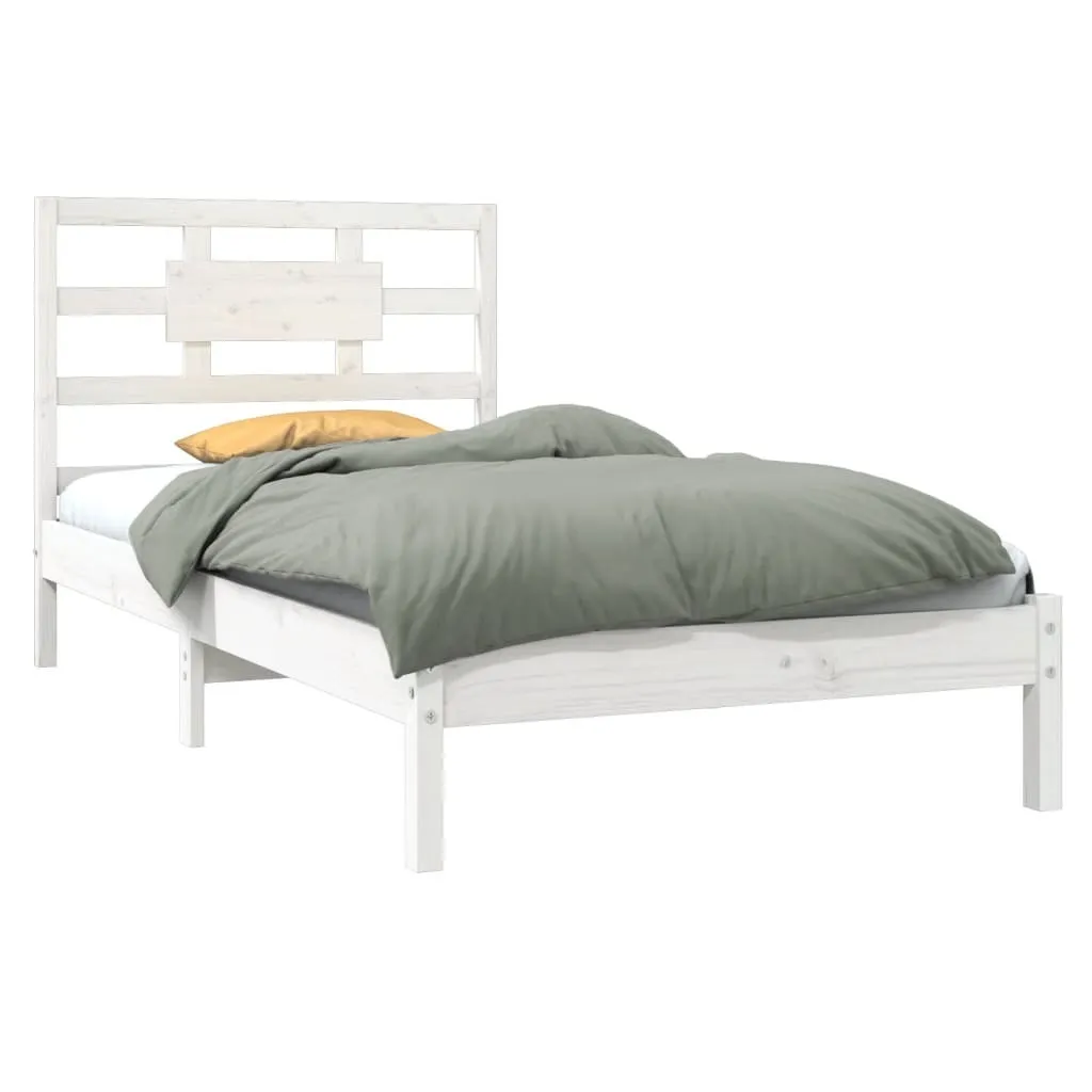 vidaXL Lit en bois massif blanc 90x190 cm pour sommier et matelas