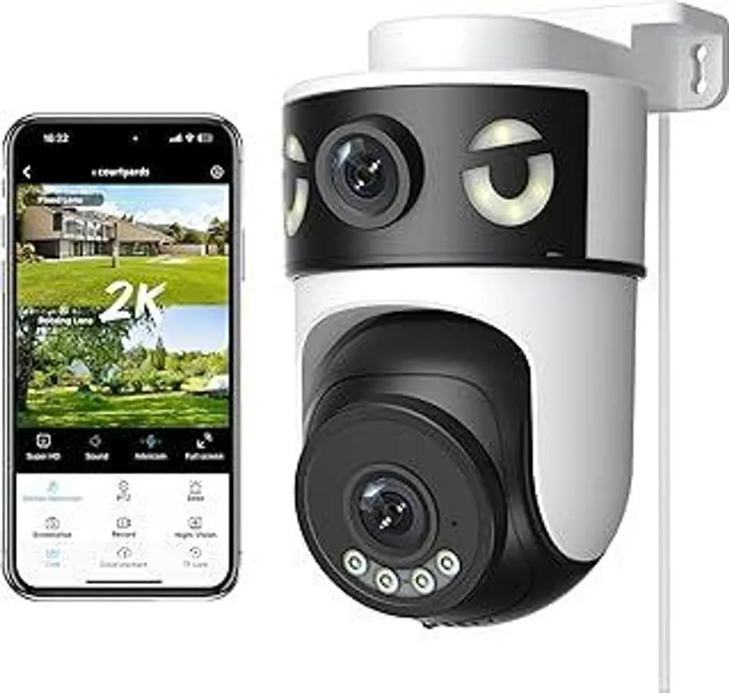 Telecamera Sorveglianza Esterna 2K WiFi Dual Lens PTZ AI