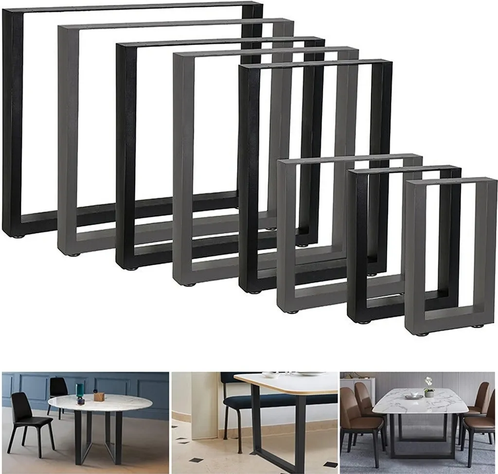 Set 2 Gambe Tavolo Acciaio Nero 90x72 cm - Design Industriale Loft