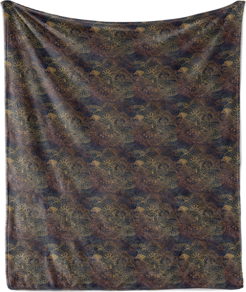 ABAKUHAUS Ethnisch Weich Flanell Fleece Decke, Dunkelheit farbige Osten Damast, Gemütlicher Plüsch für den Innen- und Außenbereich, 125 x 175 c...