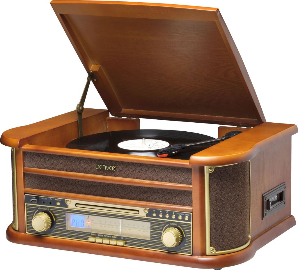 Denver MCR-50MK2 Retro drevený gramofón s rádiom CD kazetou Obrázok produktu 24