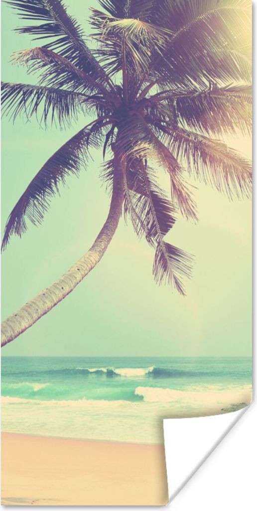 MuchoWow Poster Retro - Palme - Sonne - Sommer 75x150 cm - Dekoration für die Wände