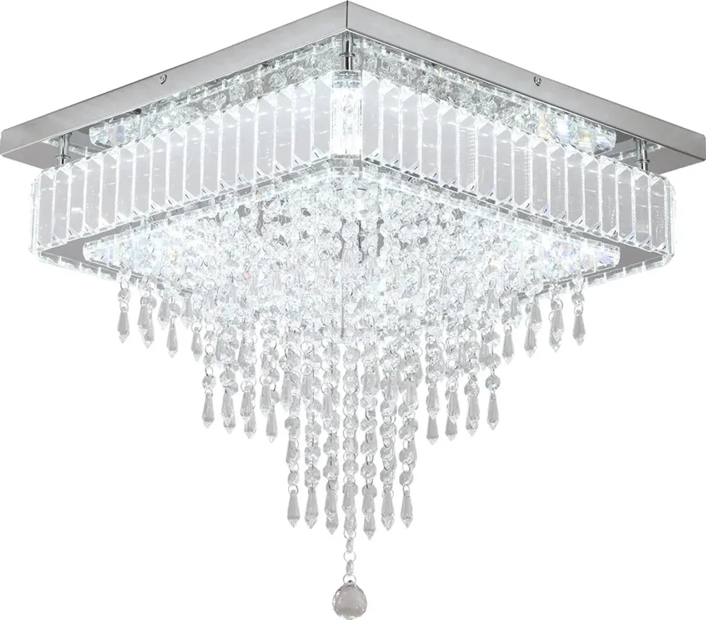 Plafonnier LED cristal dimmable avec télécommande 45cm design blanc froid