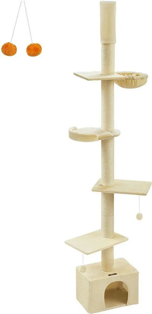 Poteau à Griffer du Sol au Plafond Arbre à Chat Réglable Hauteur Max