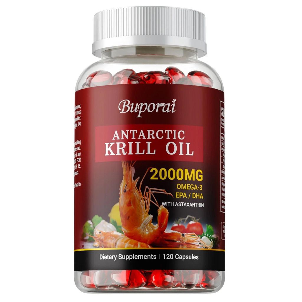 Antarctic Krill Oil 2000mg (120 Kapseln) Nahrungsergänzungsmittel, Omega 3, EPA, DHA, Antioxidant, Gehirn, Herz, Knochen, Haut, Herzgesundheit