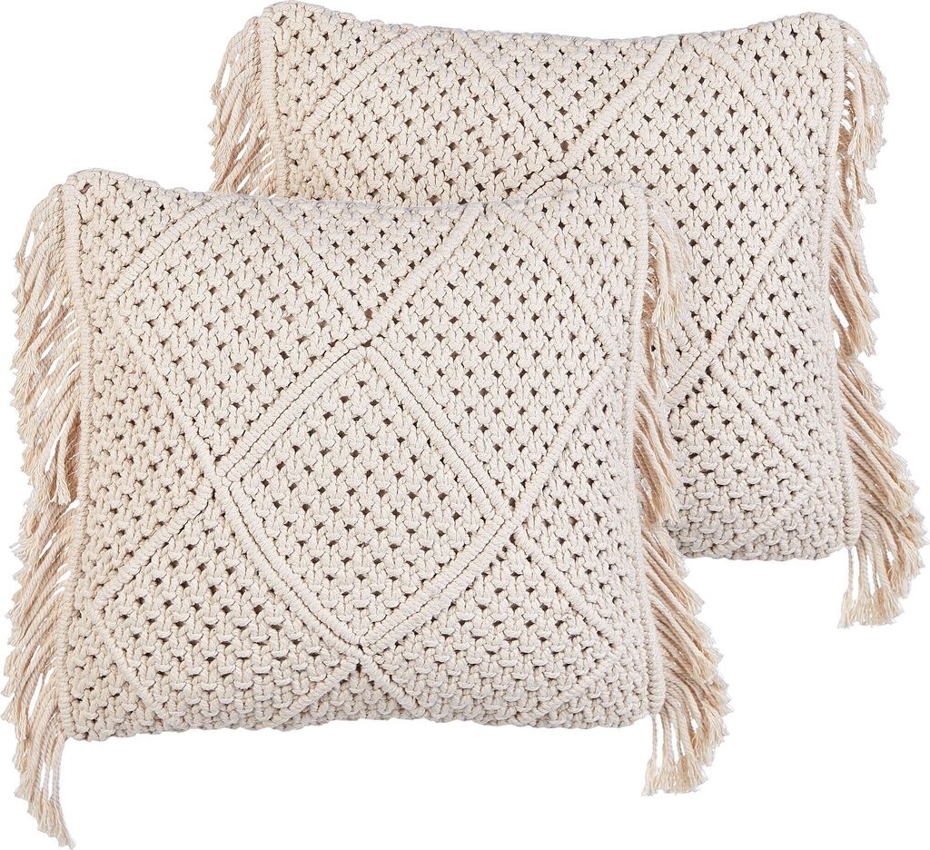 BELIANI Dekokissen 2er Set Beige aus Baumwolle 45 x 45 cm Produktbild 