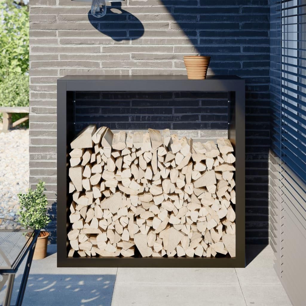 vidaXL Brennholzregal Schwarz 100x40x100 cm Stahl Produktbild 