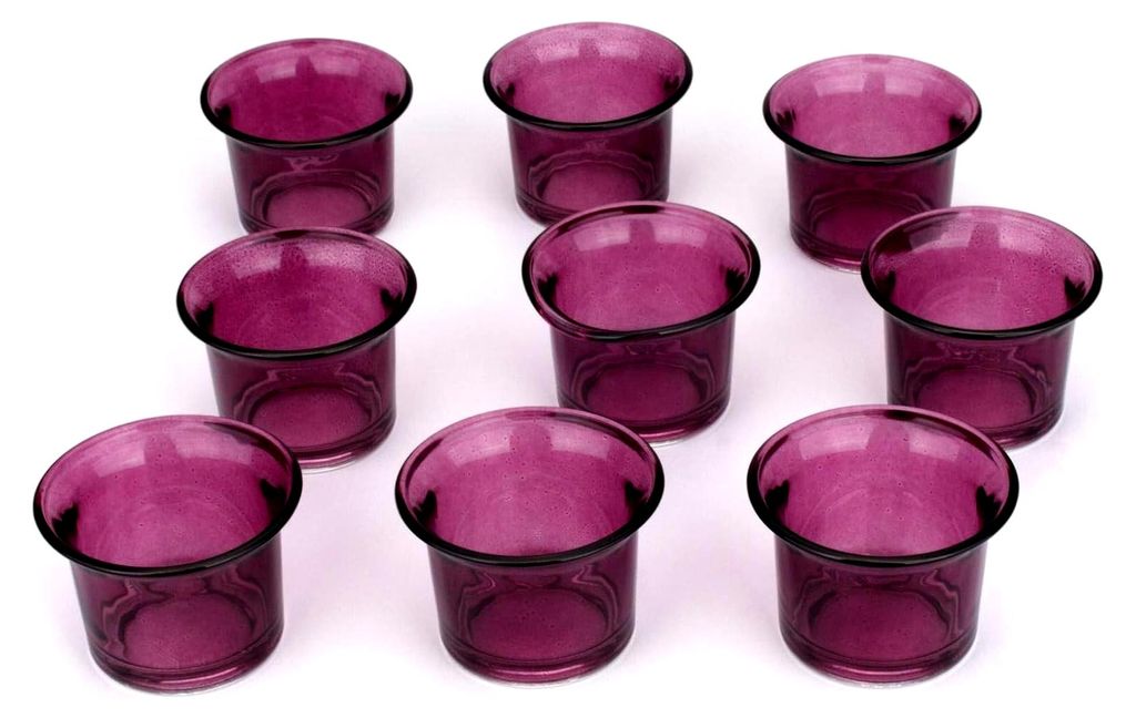 Teelichtgläser 4,5 cm - Neun im Set - LILA - Teelichthalter