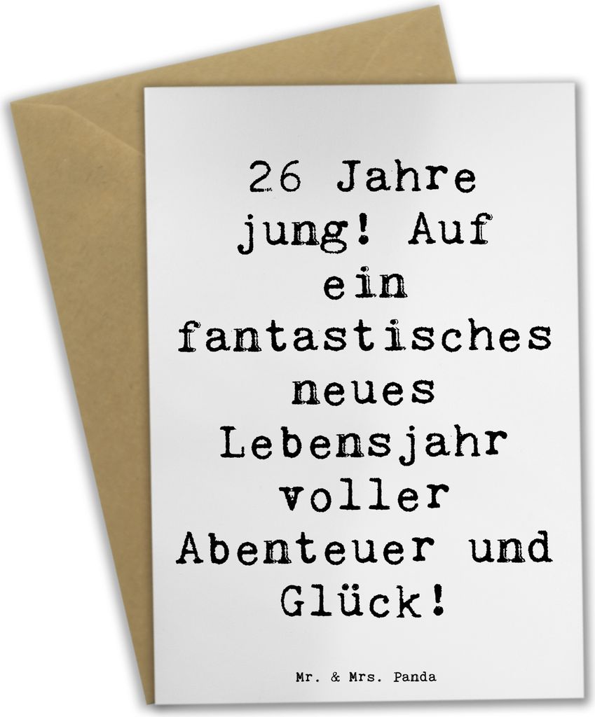 Mr. & Mrs. Panda Grußkarte Spruch 26. Geburtstag - Weiß - Geschenk, einladungskarten, hochzeitskarten, osterkarte, Glückwunsch, Meilenstein, wei...