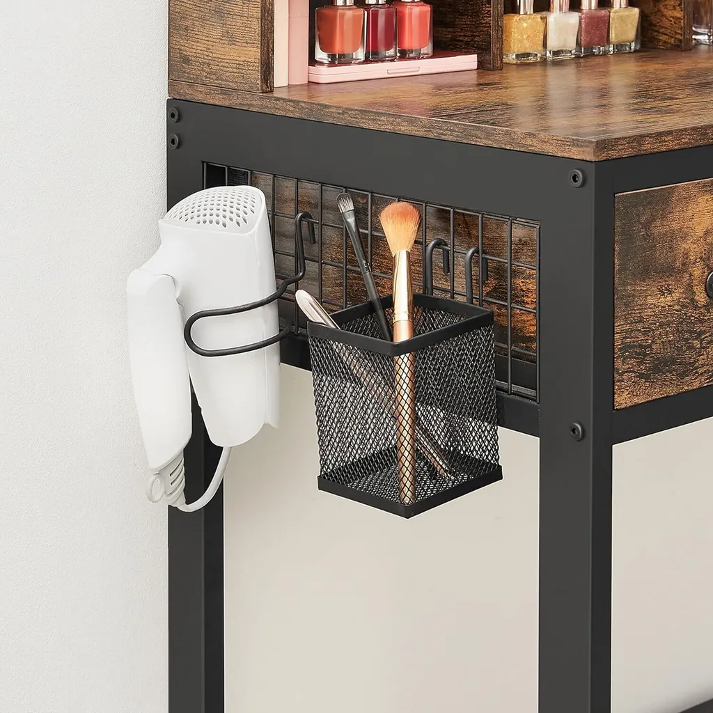 Coiffeuse Blanche pour Chambre avec Tabouret et Miroir Large Vision - 6