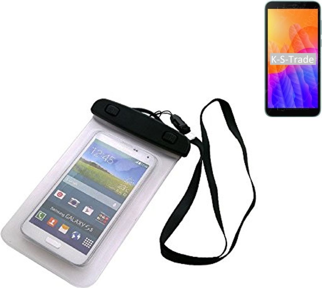 K-S-Trade Schutz Hülle Handy Hülle Kompatibel mit Huawei Y5p Beach Bag wasserdicht 16cm x 10cm Schutzhülle Staub Sand Flachwasser Beachbag Case