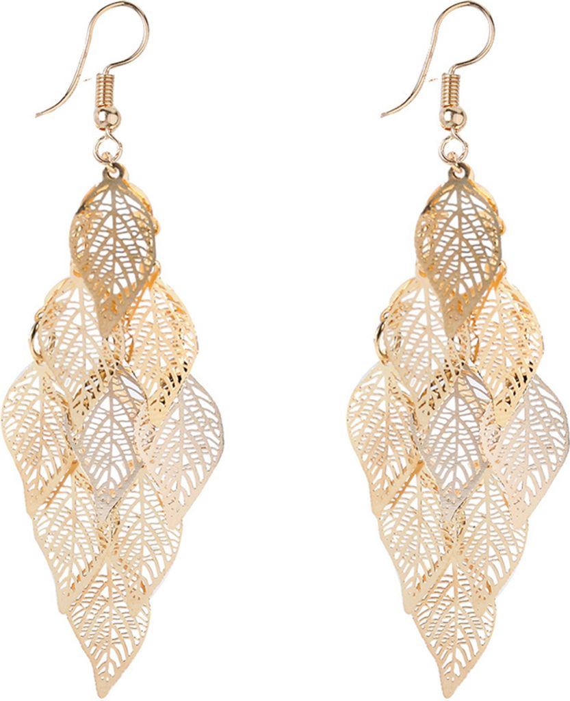 Dame bunte mehrschichtige hohle Blatt elegante Haken Ohrringe Schmuck Dekor-2#