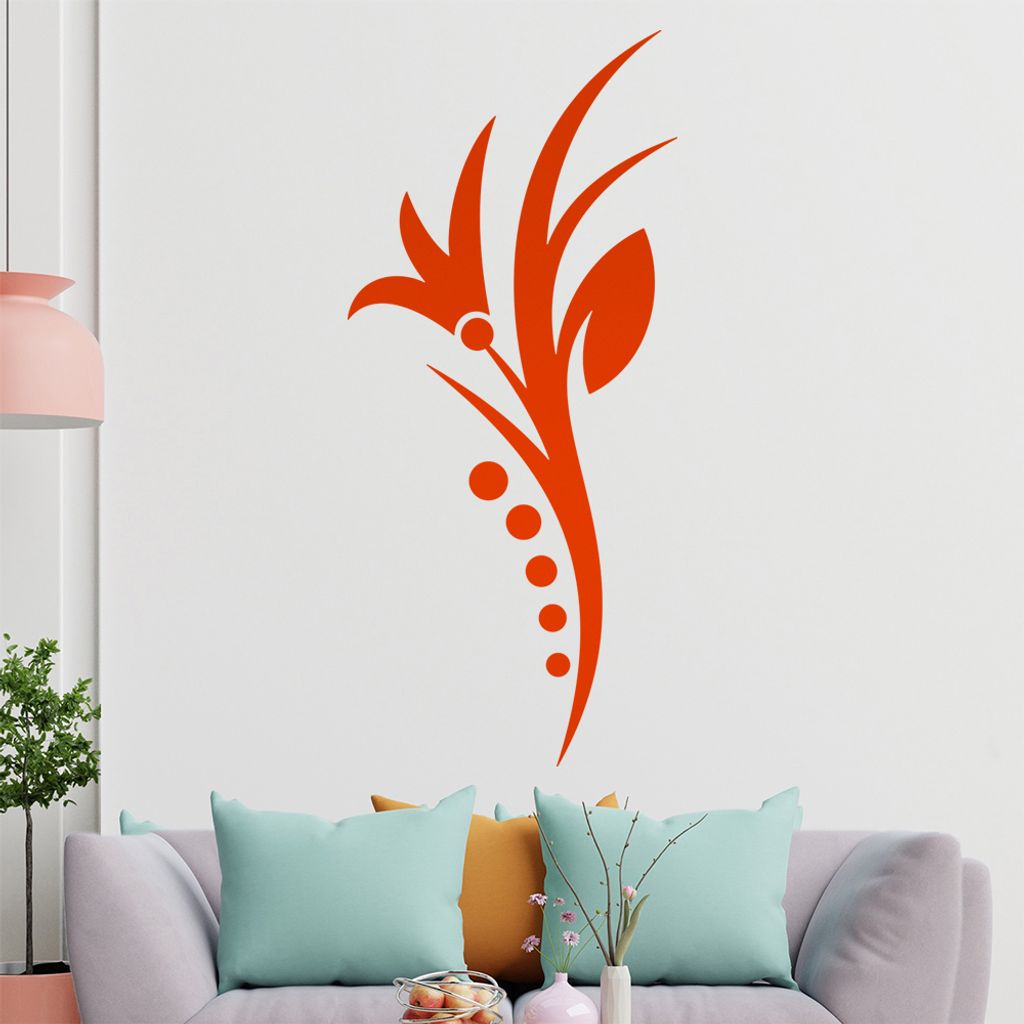 Blume - Linien Punkte Wandtattoo in 6 Größen - Wandaufkleber Wall Sticker - Dekoration, Küche, Wohnzimmer, Schlafzimmer, Badezimmer