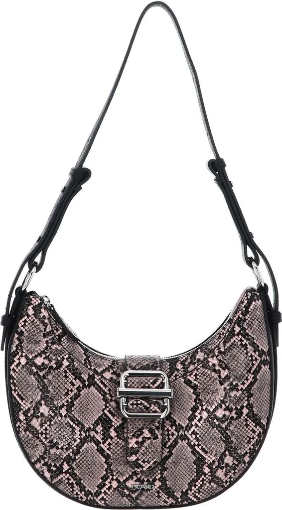 PICARD Sac à épaule Glamping Crossbody Bag Snake Saumon et Noir Chic