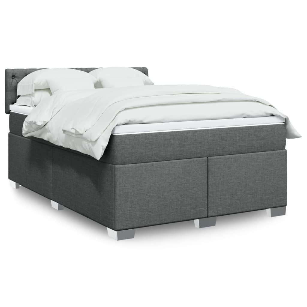 Maison Exclusive - Boxspringbett mit Matratze Dunkelgrau 140x200 cm Stoff