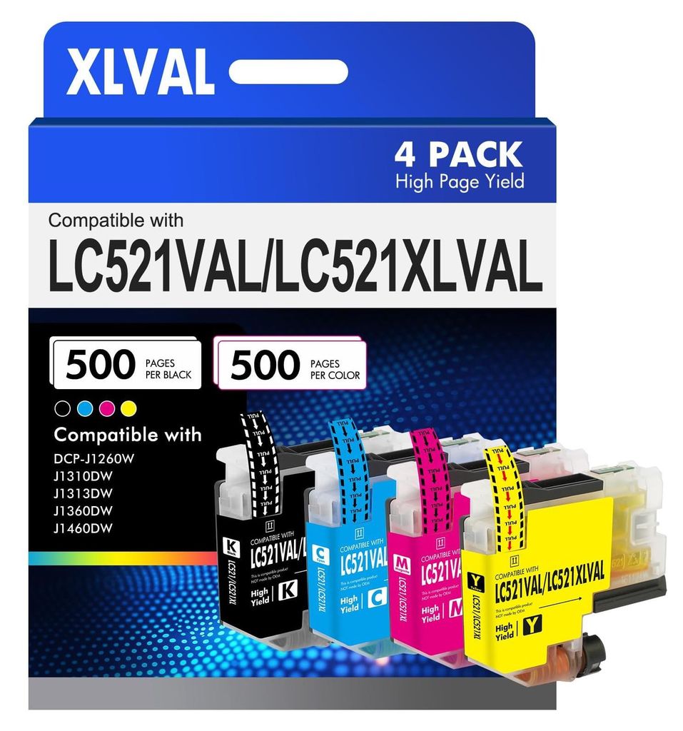 LC521 LC521VAL 4er-Pack Tintenpatronen für Brother LC-521 Produktbild 
