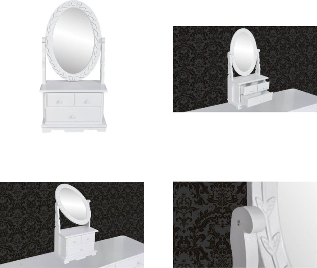 vidaXL Coiffeuse avec miroir pivotant ovale MDF - Coiffeuse Image du produit 
