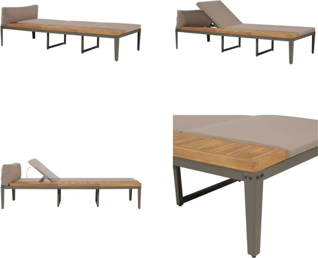 vidaXL Chaise Longue de Jardin avec Coussins en Bois d'Acacia Massif Brun