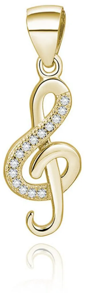 Pendentif Clé de Sol en Plaqué Or et Zircon Cubique AGH591-GOLD