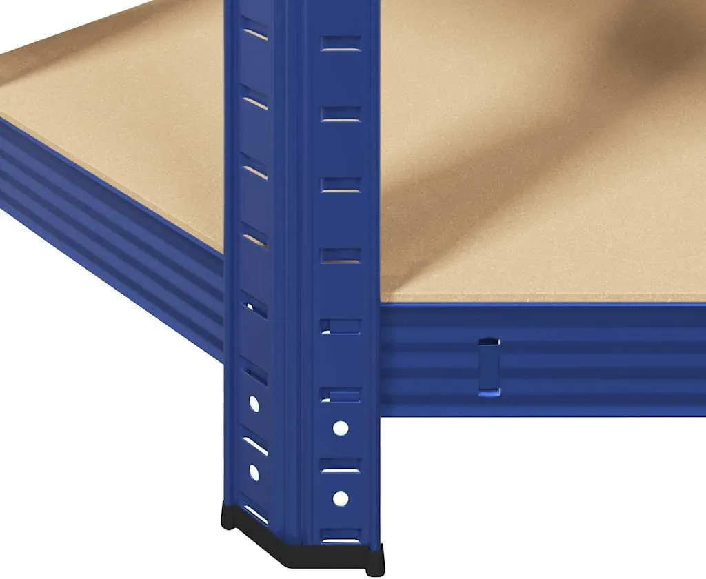 Meuble de rangement d'angle 5 tablettes Bleu Acier et Bois Composite - 11