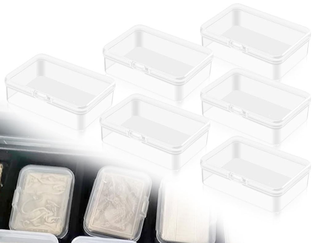 Kleine, transparente Aufbewahrungsboxen aus Kunststoff, 7,5 x 5 x 2,1 cm große, leere Mini-Boxen mit Deckel für kleine Gegenstände
