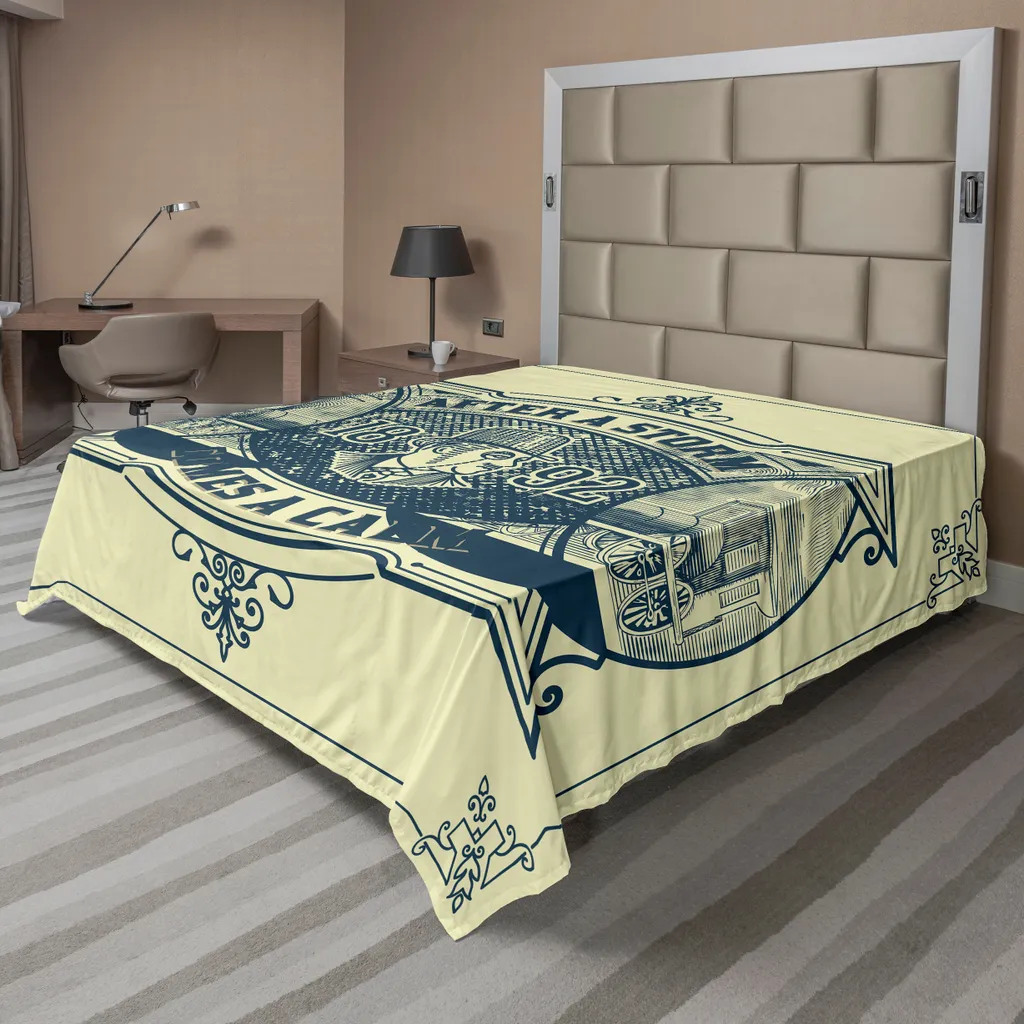 ABAKUHAUS Lenzuolo vittoriano, Dopo la tempesta arriva la calma Classico industriale Stampa artistica monocolore, morbido e confortevole lenzuolo superiore per un letto decorativo 1 pezzo 260 cm x 228 cm, grigio giallo