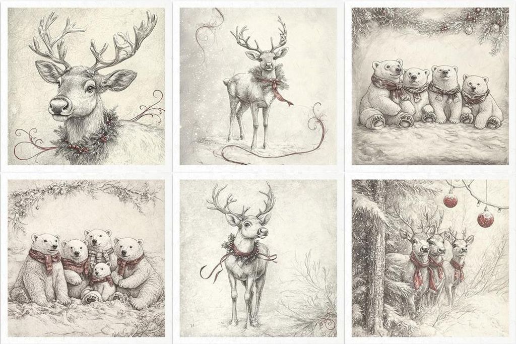 Reispapier-Set 14,8×14,8 cm – RSM196 – Hirsche im Nebel – ITD Collection