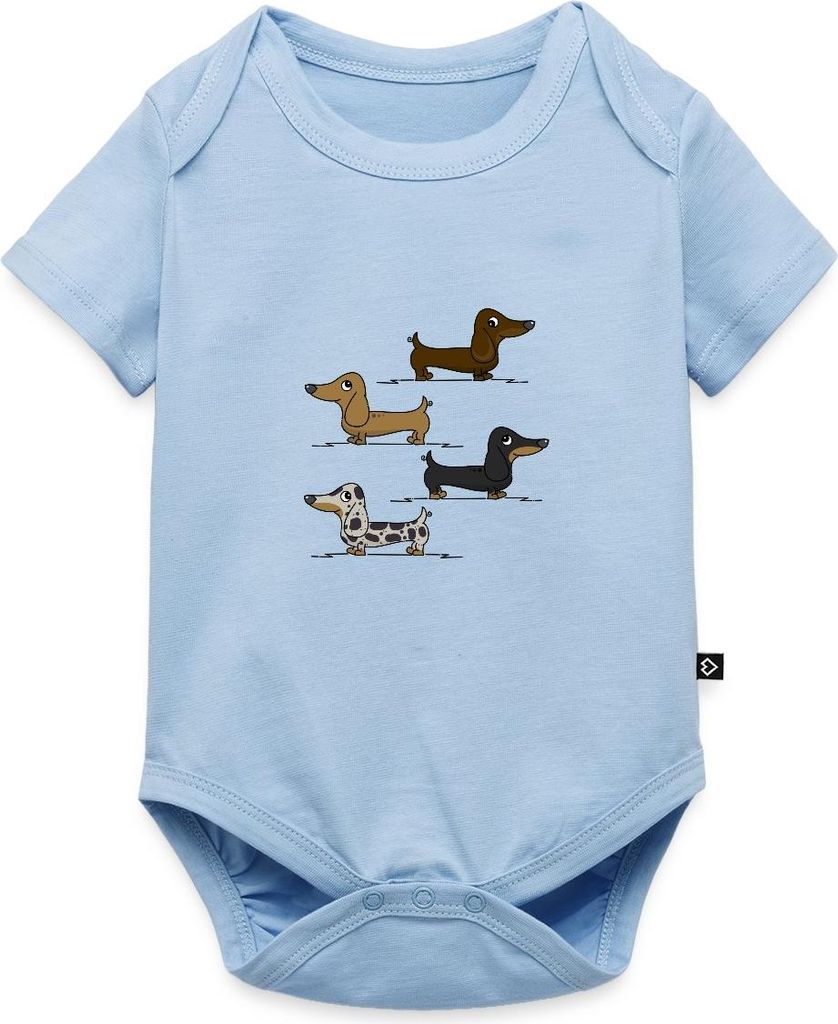 Spreadshirt Dackel Dackeln Hund Geschenk Für Hundebesitzer Zwergdackel Kurzarm Baby Body, 56 (0-2 M.), Hellblau