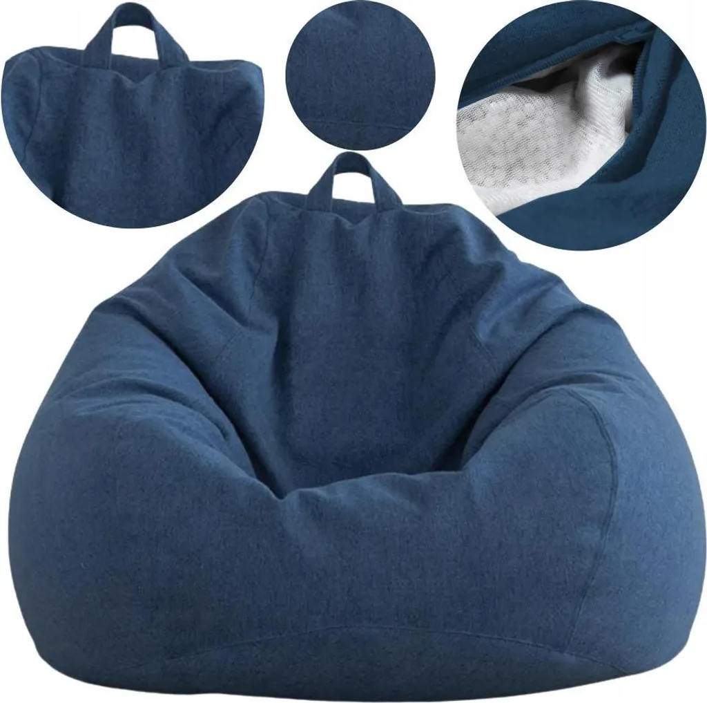 Poltrona Sacco Puff 250L Eco Blu Navy: Comfort Reale in Ecopelle Italiana