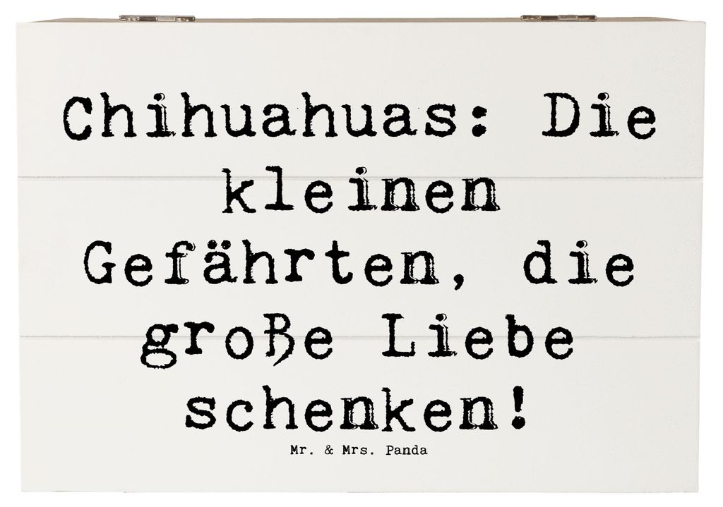 Mr. & Mrs. Panda Truhe Spruch Chihuahua Liebe 22 x 15 cm - Weiß - Geschenk, Holzkiste mit Deckel, Geschenkbox, Hunderasse, treue Freunde, Hunderas...