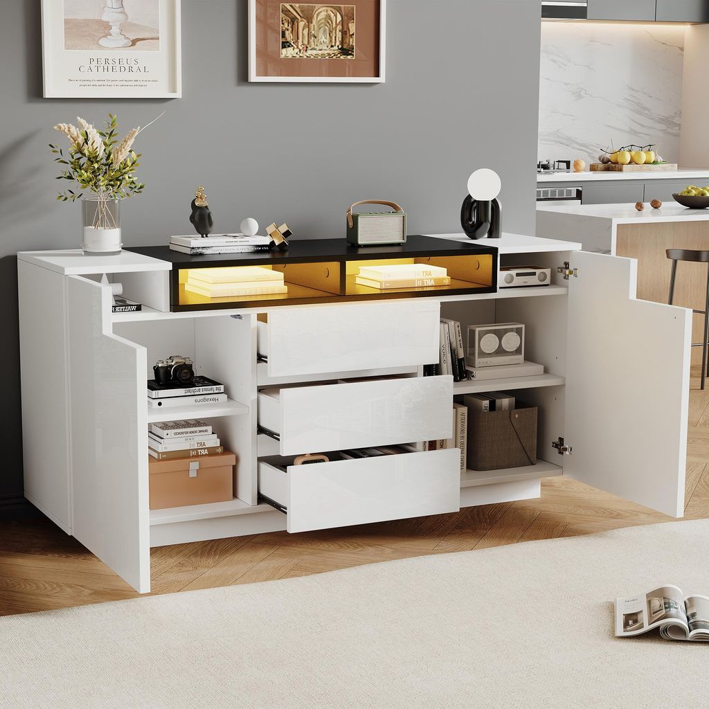MODFU Buffet de Cuisine Bar avec LED - 2 Portes et 3 Image du produit 