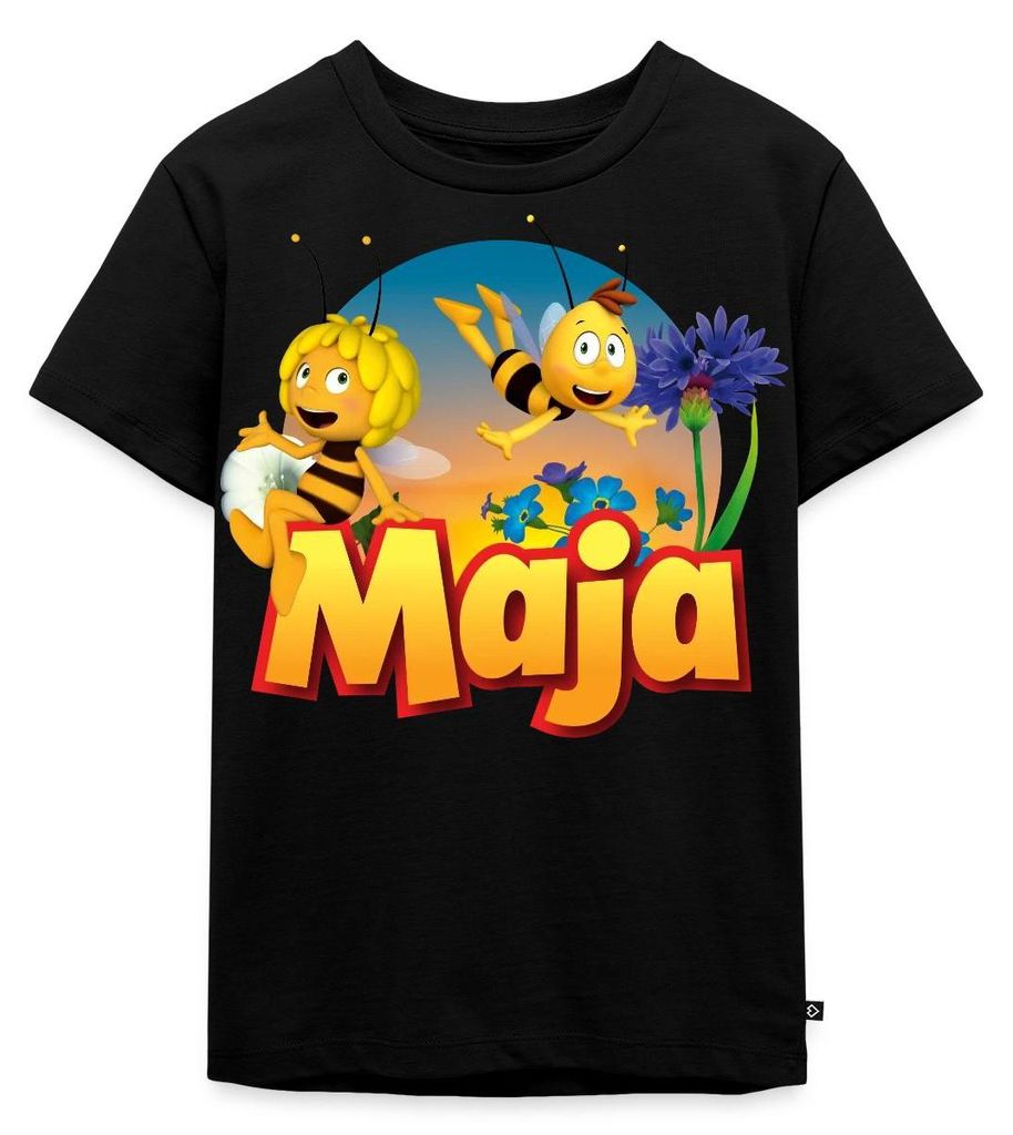 Spreadshirt Biene Maja Zusammen mit Willi Kinder Premium T-Shirt, 122/128 (6 Jahre), Schwarz