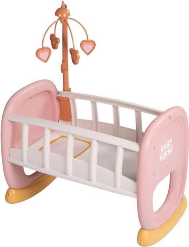 Baby Nurse Gitterbett, Wiegefunktion, Mobile, für Puppen bis 42cm, ab 18 Monaten, recyceltes Material
