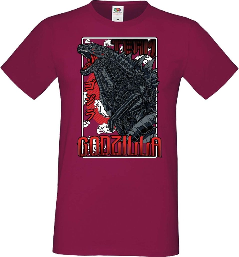Herren T-Shirt Anime Manga Godzilla 02 Godjira, Man 3XL / Burgundy