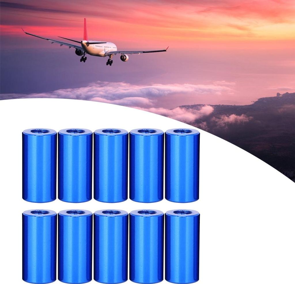 10 Stück M3x10 runde Aluminium-Abstandshalter für Säulen, Befestigungsstangen Mazarine