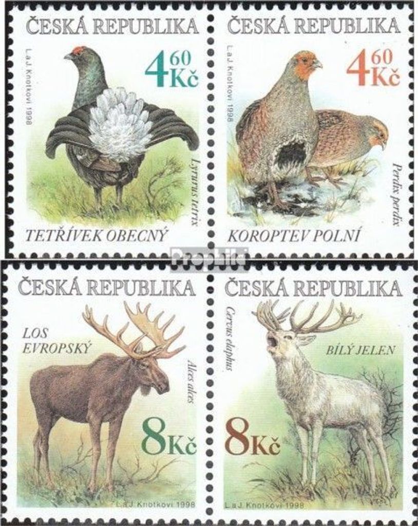 Briefmarken Tschechien 1998 Mi 178-181 Paare (kompl.Ausg.) postfrisch Tiere
