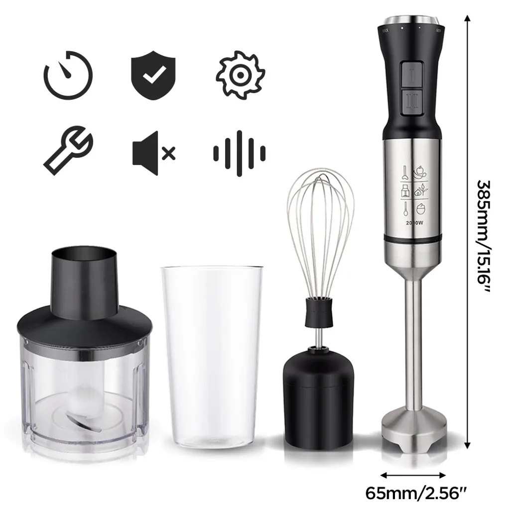 Mixeur 4 en 1 puissance turbo 2000W avec finitions acier inoxydable