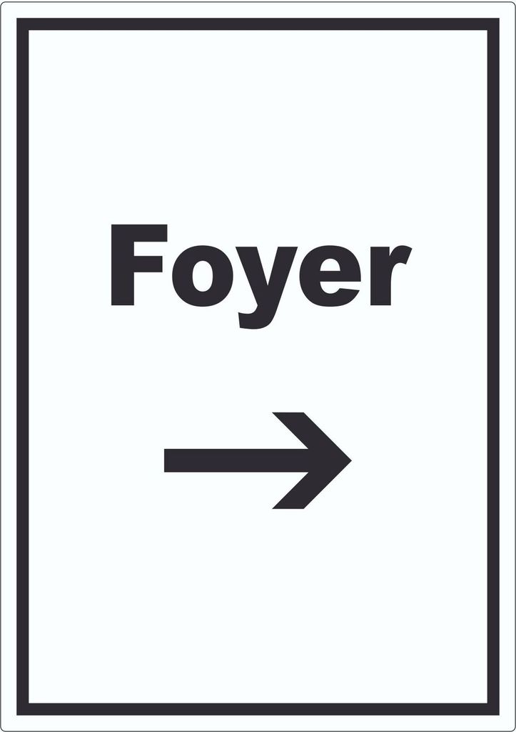 Foyer Aufkleber mit Text und Richtungspfeil rechts Eingangshalle hochkant A1 (594x841mm)