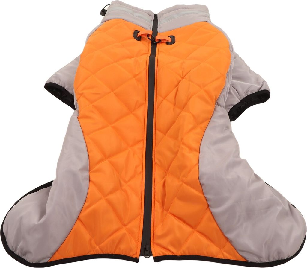 Reflektierende Rollkragenweste für Hunde, verdickende warme Hundejacke für kaltes Wetter im Herbst und Winter, Grau/Orange
