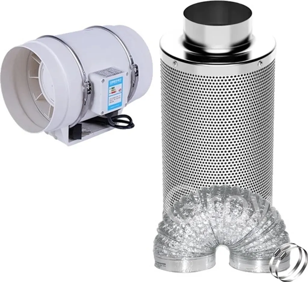Kit de ventilation 125mm avec interrupteur à distance et filtre charbon