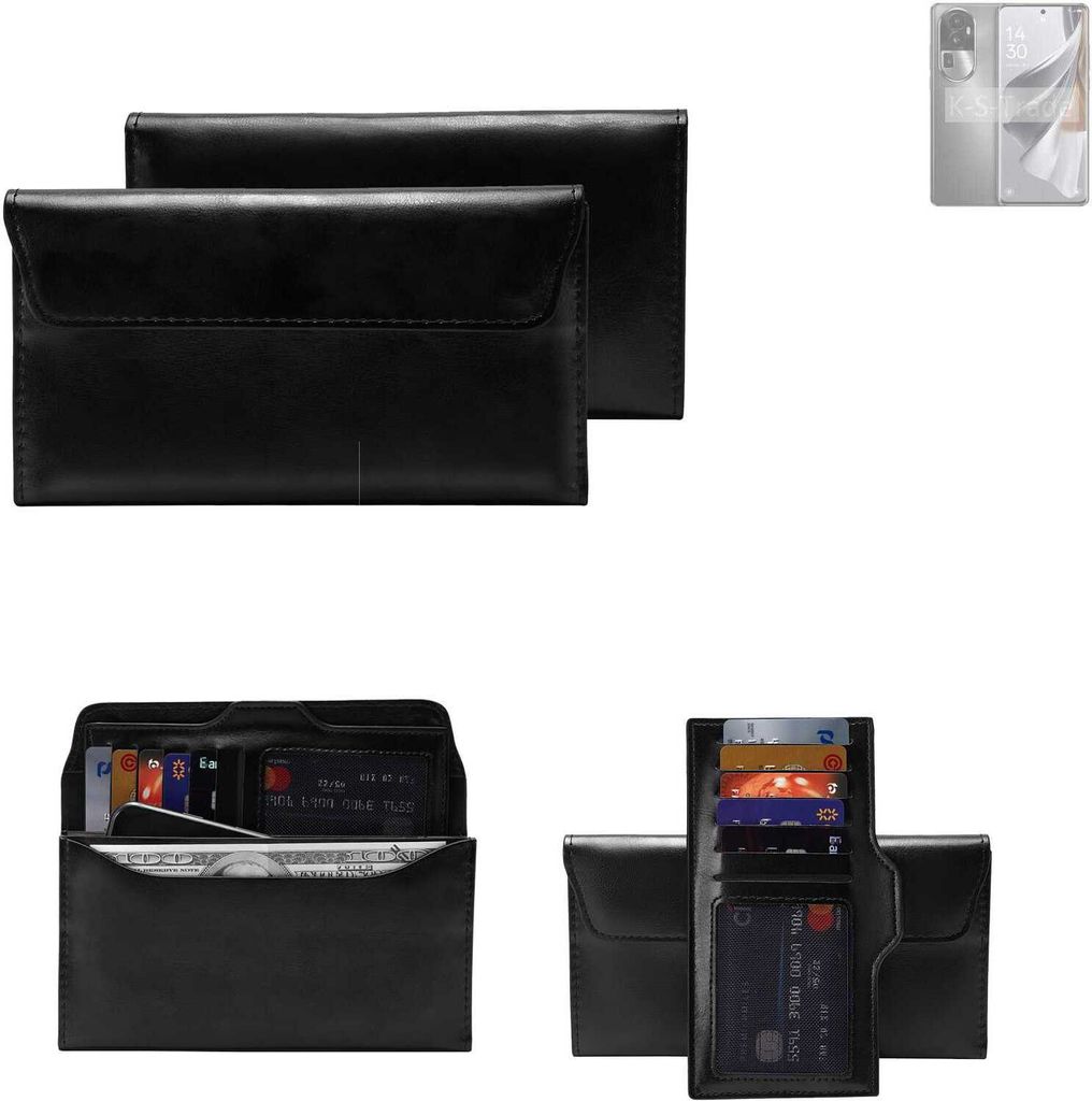 K-S-Trade Handy Hülle kompatibel mit Oppo Reno10 Pro+ Schutz Hülle Tasche Schutz Case Handytasche Kunstleder schwarz, 1x