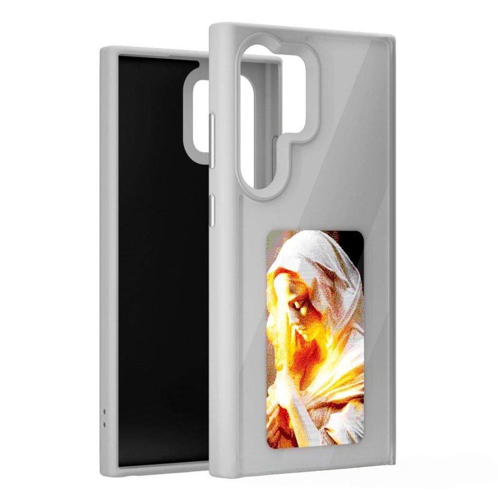ZELURXX Handyhülle für Galaxy S24 Ultra, 3,7-Zoll NFC Vierfarben-E-Ink Handyhülle, DIY-Personalisierung, Kabelloses Laden, Rundumschutz, Grau