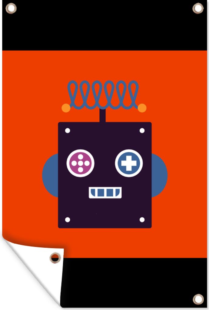 MuchoWow 40x60 cm Outdoor-Poster Gartendeko Sichtschutz Garten Poster für den Garten Roboter - Rot - Gesicht - Formen - Jungen - Kinder