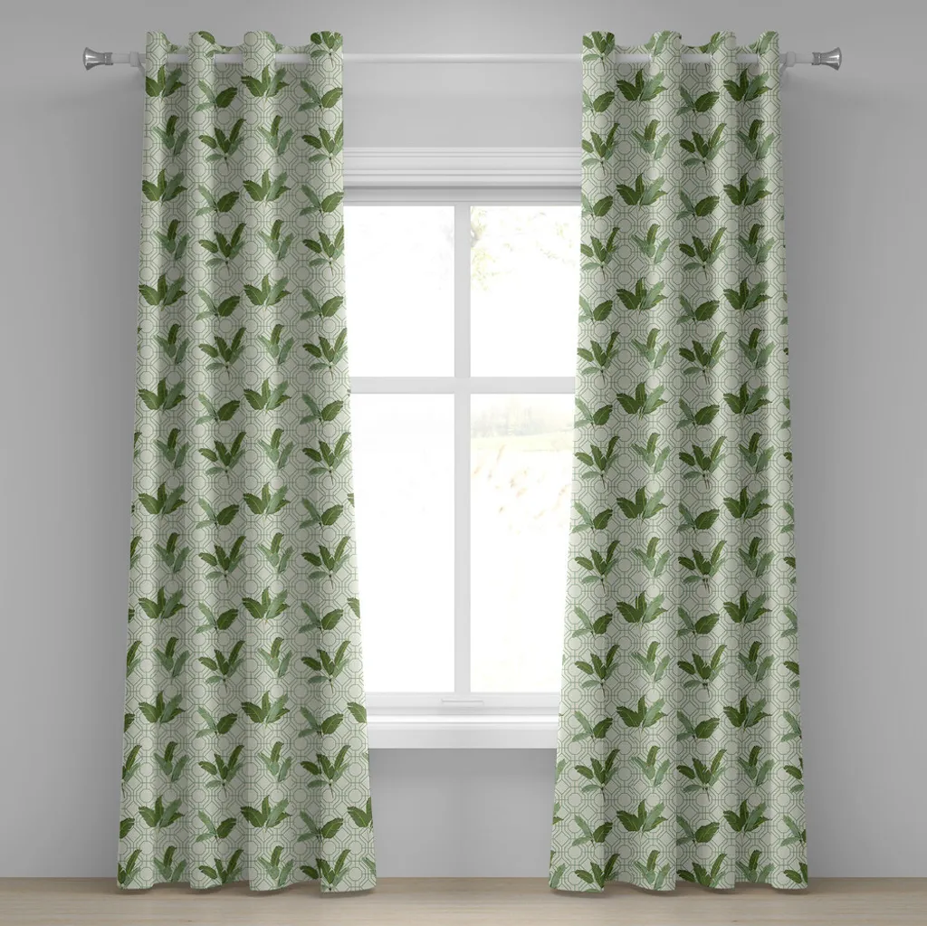 Paire de rideaux décoratifs grandes feuilles de palmier 280 x 245 cm
