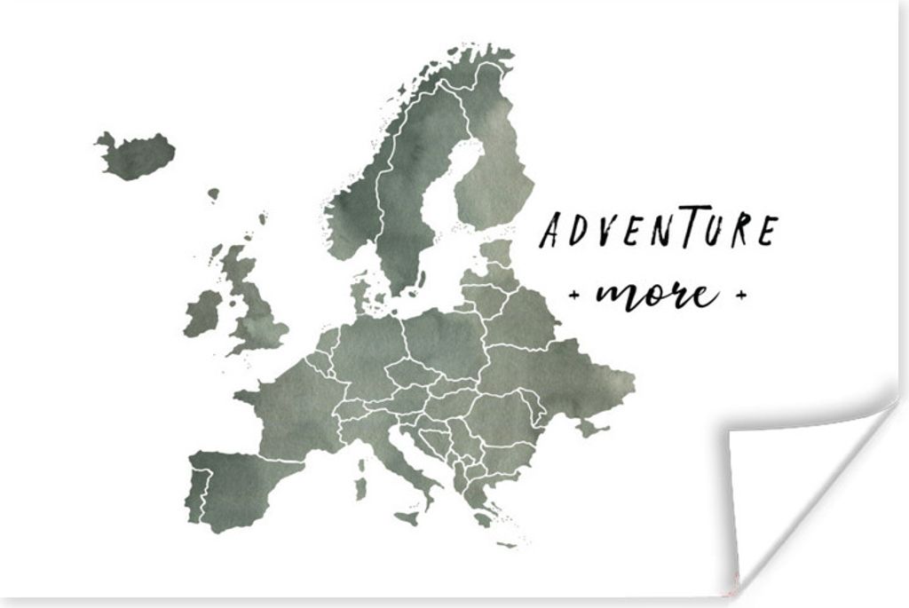 MuchoWow Poster Karte Europa - Zitate - Aquarell 60x40 cm - Schlafzimmerdekoration
