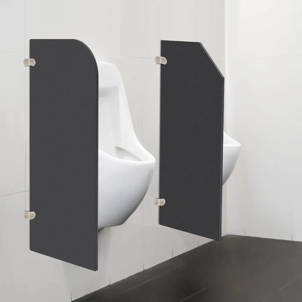 Cloison urinoir anti-vandalisme en HPL gris clair pour WC publics