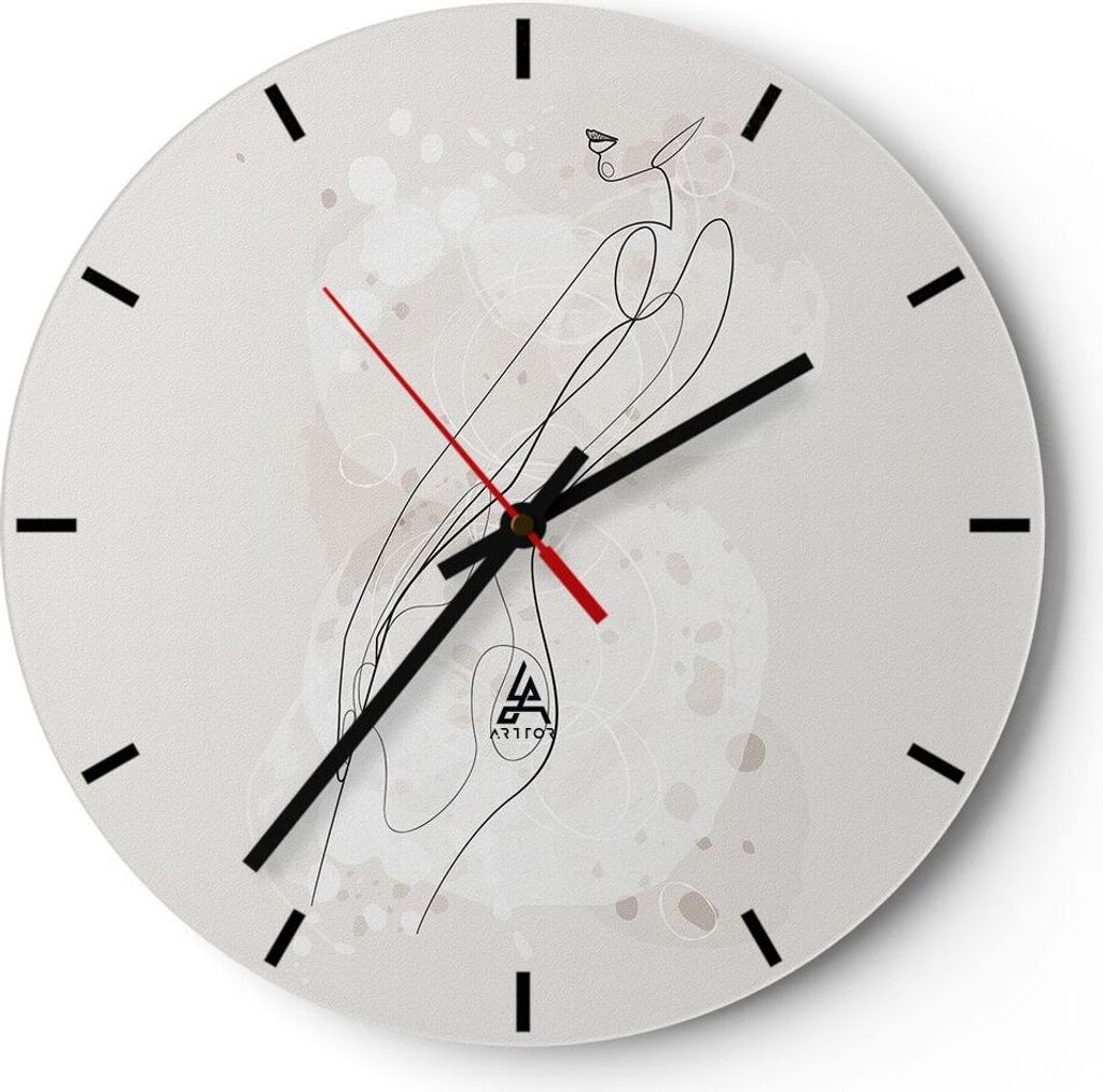 Wanduhr - Rund - Glasuhr - Minimalismus Körper Frauen - 40x40cm - Schleichendes Uhrwerk - Lautlos - zum Aufhängen bereit - Dekoration Modern - Wa...
